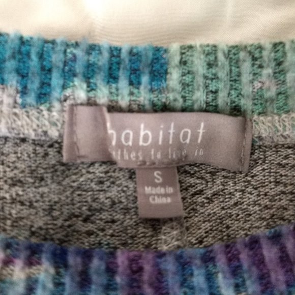 HABITAT Sweater Top Women's S Multicolor Collage Thin Fleece Boxy 3/4 Sleeves - Picture 7 of 11